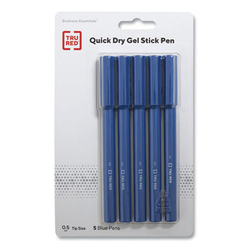 TRU RED™ Quick Dry Gel Pen, Stick, Fine 0.5 Mm, Blue Ink, Blue Barrel, 5-pack freeshipping - TVN Wholesale